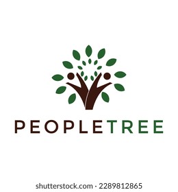 Human and tree with green leaves. Logo template design