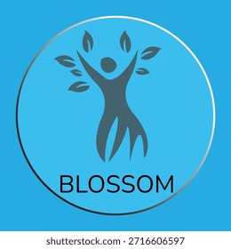 Logotipo del crecimiento del árbol humano: Persona Abstractas con las ramas y las hojas que representan el desarrollo personal y el bienestar