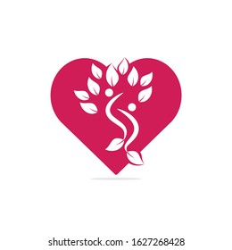 Human Tree and heart logo design.