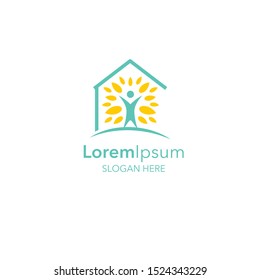 Human tree and house logo design template