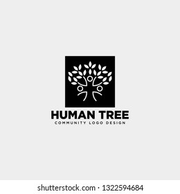 human tree leaf community logo template vector illustration icon element