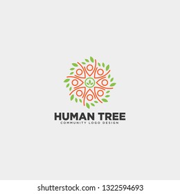 human tree leaf community logo template vector illustration icon element