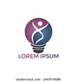 Human tree and light bulb logo design. Human health and care vector logo design template.	
