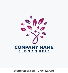 human and tree logo concept, nature elements simple logo concept vector