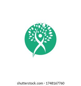 Human Tree Logo Design. Healthy People Tree Logo.