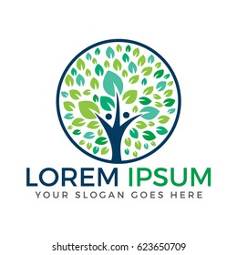 Human Tree logo design. Healthy people tree logo.