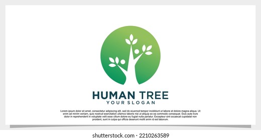 Diseño de logotipo de árbol humano concepto único Vector Premium Parte 4