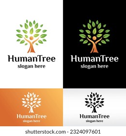 human tree logo design vector illustration