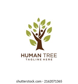 Human and tree logo icon with modern concept design Premium Vector