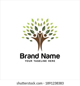 Human Tree Logo Templates and Vector, Abstract eco human tree logo design vector template, Family tree concept icon logo template.