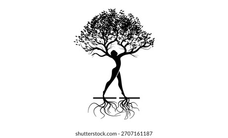 Naturaleza del árbol humano, silueta aislada negra