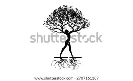 Human Tree Nature, black isolated silhouette