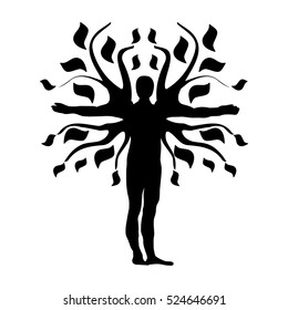 Human Tree Silhouette Icon Symbol Design. Vector illustration isolated on white background. 