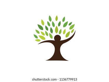 Human tree symbol icon logo design template