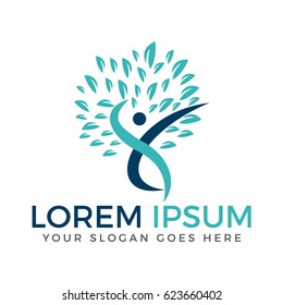Human Tree vector logo design.