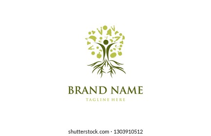 Human Tree Vegetable Organic Abstract Naturally Business Logo