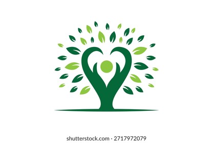Human Tree Yoga Natur Logo Design Wellness Icon Template Vektor