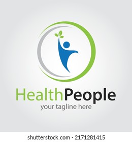 Human trying to catch leaf. Health logo