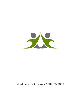 human twin people  logo vector icon illurtration