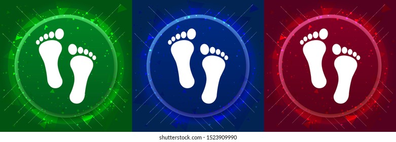 Human two footprints icon isolated on elegant modern design abstract buttons set illustration