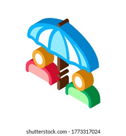 Vector del icono del paraguas humano. Señal isométrica del paraguas humano. ilustración de símbolo aislado de color