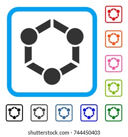 Human Union icon. Flat grey iconic symbol inside a blue rounded square. Black, gray, green, blue, red, orange color versions of Human Union vector. Designed for web and application interfaces.