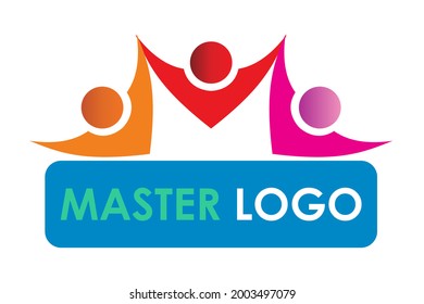 diseño de logotipo de unión humana con estilo manual
