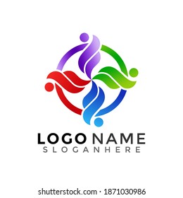 Human unity logo, people group modern gradient logos Designs Vector