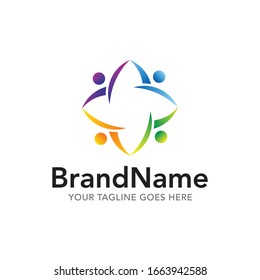 plantilla vectorial del logotipo del equipo de unidad humana