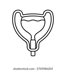 Ilustração de Anatomia da Bexiga Urinária Humana em Preto e Branco - Ícone de Arte de Linha Mínima para Urologia, Educação Médica e Design de Saúde