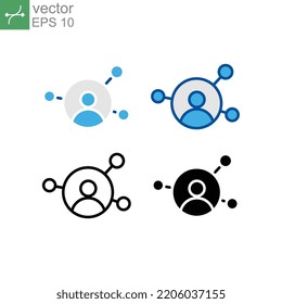 Human User In Networking Circle. Personal Connection Affiliation. Affiliate Network Business Sharing Partnership . Affiliate Marketing Icon. Vector Illustration Design On White Background. EPS10