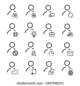 
Human and user thin line icons set, vector and illustration isolated on white background.