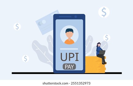 Human using contactless payment, pay online by card and using mobile and laptop for payment and online shopping. Contactless payment concept. flat vector illustration.