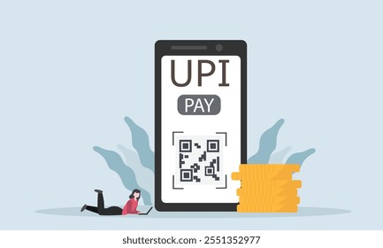 Human using contactless payment, pay online by card and using mobile and laptop for payment and online shopping. Contactless payment concept. flat vector illustration.