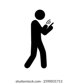 human using smartphone icon. person with phones icon.  Flat vector illustration simple design.