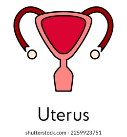 Human uterus icon flat vector illustration of woman organ genital womb symbol for web design medicine gynecological anatomy for clinic hospital