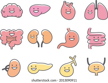 Human Valley and Organs Smiling Character Icons