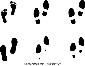 Human Various footprint icon material set