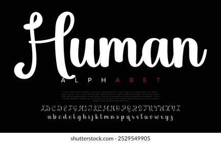 Human Vector Schriftalphabet mit zwei Sätzen von Buchstaben