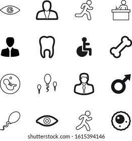 human vector icon set such as: anatomy, suit, meal, logistic, traffic, infertility, student, baby, dental, social, finance, clean, unborn, disable, education, dog, member, bones, color, hygiene, tie