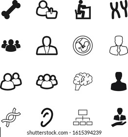 human vector icon set such as: chemical, hair, blue, executive, memory, unborn, listen, simple, pregnancy, hear, smart, embryo, brain, pet, replicated, infographic, company, market, tie, working