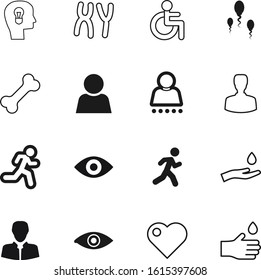 human vector icon set such as: wheel, group, education, spa, think, executive, hair, competition, biotechnology, chair, creative, see, account, heart, agent, verified, consumer, fertility, decoration