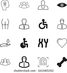 human vector icon set such as: simple, minimalistic, chromosomes, skin, energy, model, eye, puppy, chromosome, consumer, outline, supervisor, ass, businessman, drop, website, key, food, animal