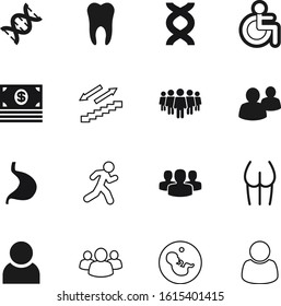 human vector icon set such as: women, cash, butt, coin, payment, laboratory, dentist, mother, anatomy, banking, dentistry, woman, disable, pay, development, outline, baby, growth, friend, strand