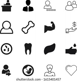human vector icon set such as: healthcare, bodybuilding, bank, life, payment, tooth, growth, puppy, animal, embryo, working, building, microbiology, pregnant, physiology, corporate, bone