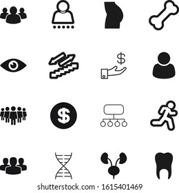 human vector icon set such as: meal, see, dentistry, watch, model, eyeball, circle, verified, back, shop, butt, gene, eat, bright, genetic, organizational, buttocks, verify, hospital, adult