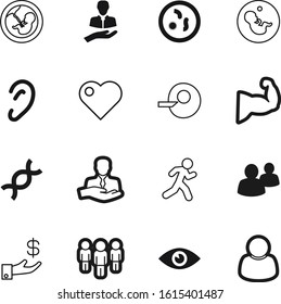 human vector icon set such as: genetic, modern, financial, gene, runner, clients, bacterium, probiotic, bacteria, teamwork, team, watch, hear, hearing, banking, currency, suit, invest, running, deaf