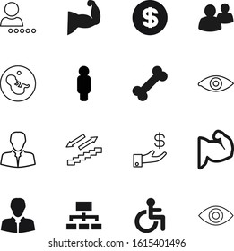human vector icon set such as: wheel, climbing, handicapped, leadership, development, career, bones, tree, verify, stairway, rich, pictograph, verified, buy, tax, womb, earn, chart, fetal, disability