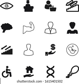 human vector icon set such as: small, bodybuilding, shopping, fertility, disable, modern, power, competition, consumer, pictogram, adult, brain, agent, creativity, template, suit, young, pregnant