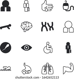 human vector icon set such as: hurt, sea, abstract, ovum, chromosome, rocking, handicap, donation, disable, bone, inspiration, breathe, equipment, summer, chromosomes, solution, chest, disability